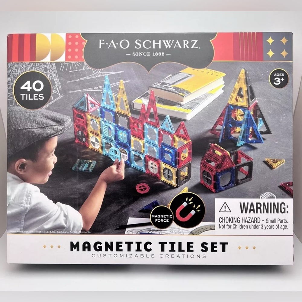 Magnetic Tile Set Primay 40pc FAO Schwarz